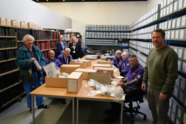 Councillor Gary Allen (far right of picture) with (from left) volunteers Sue Wilson, Steve Walker, Cliff Cordiner, Archaeologists Rosie Banens and Emma Watson and volunteers Judith Arber, Debra Willison and Lee Harrison