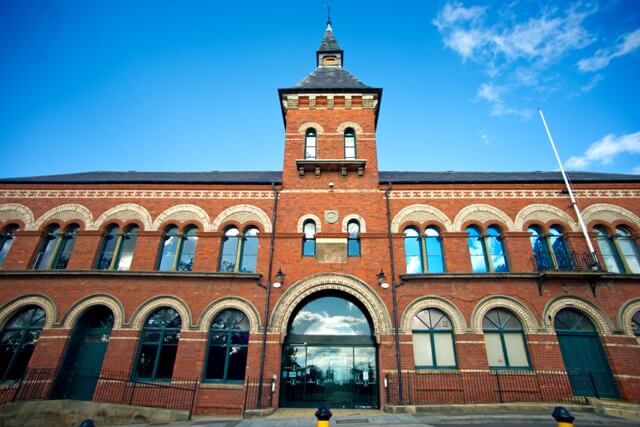 Exterior close up image of the borough hall