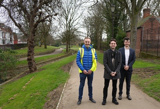 (Left-right): Kieran Bostock, Hartlepool Borough Council's Director of Neighbourhoods and Regulatory Services; Councillor Owen Riddle and Scott Parkes, Hartlepool Borough Council's Assistant Director - Neighbourhood Services