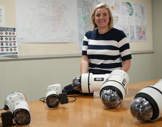 Councillor Pamela Hargreaves, Leader of Hartlepool Borough Council, with the new CCTV units.