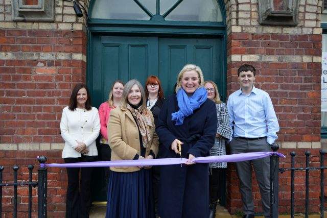 Councillor Pamela Hargreaves (right) and Councillor Karen Oliver, Chair of Hartlepool Borough Council’s Housing, Growth and Communities Committee, officially open the new Employment Hub at the Headland Library, watched by staff from the Hub