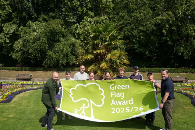 Green flag award 2025 ward jackson park councillor gary allen right celebrates ward jackson park s green flag award with some of the council staff who look after the park