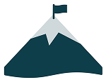 Ambition icon - mountain with flag in the peak