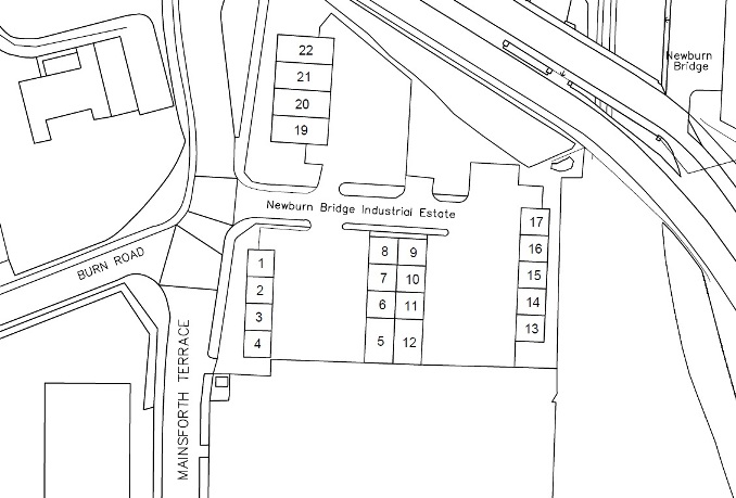 Line map drawing of newburn bridge industrial estate