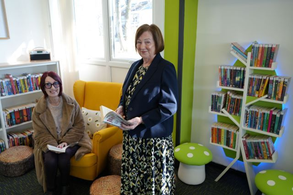 Councillor Brenda Harrison, Leader of the Council, (left) and Christine Hodgson in the children’s area