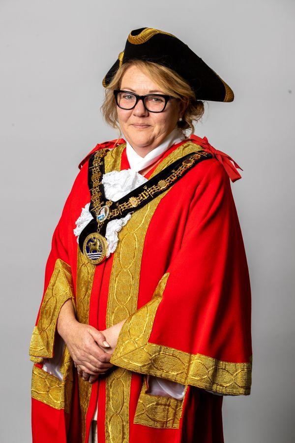 Sue Little in her ceremonial mayor robes