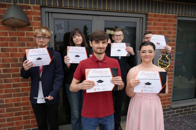 Some of the Hartlepool Borough Council Supported Interns with their awards: (left to right) Tom Collins, Emily Sudron, Finley Coleman, Mitchell Jenkins, Macey Bigwood and Jack Richardson