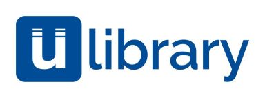 Blue uLibrary logo with stylised “u”.