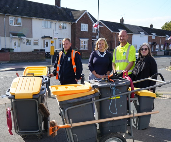 (Left-right): Dylan Woodier; Councillor Pamela Hargreaves, Leader of Hartlepool Borough Council; Lee Richardson and Councillor Karen Oliver, Chair of the Neighbourhood Services Committee.